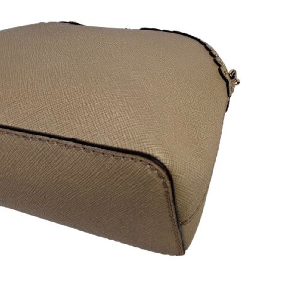 Michael Kors Jet Set Dome Crossbody Bag Beige Leather Gold Chain Stud Details - Picture 12 of 16